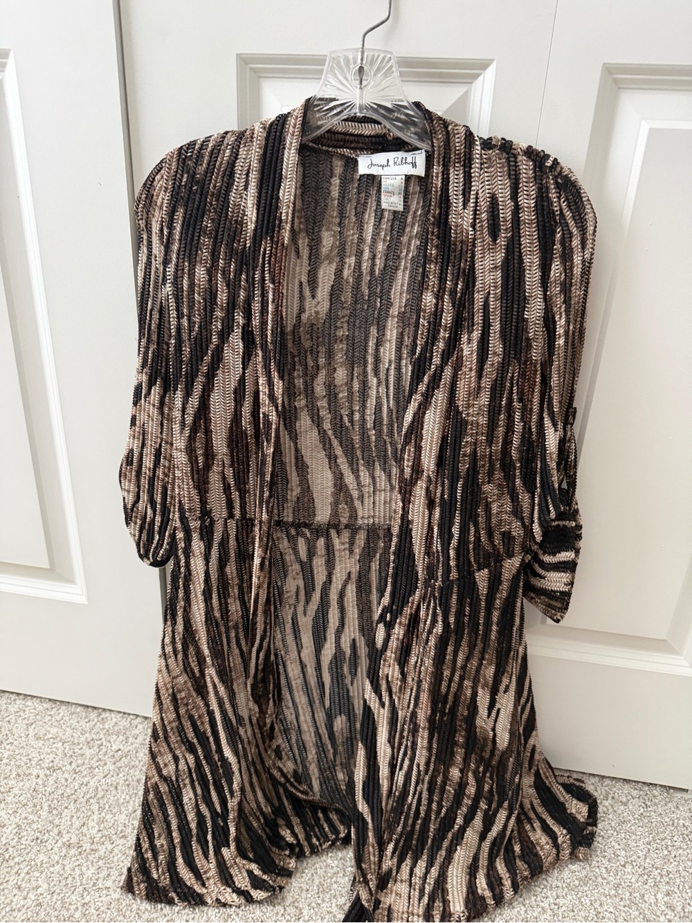 Joesph Ribkoff Open Knit Stretch Animal Print Cardigan